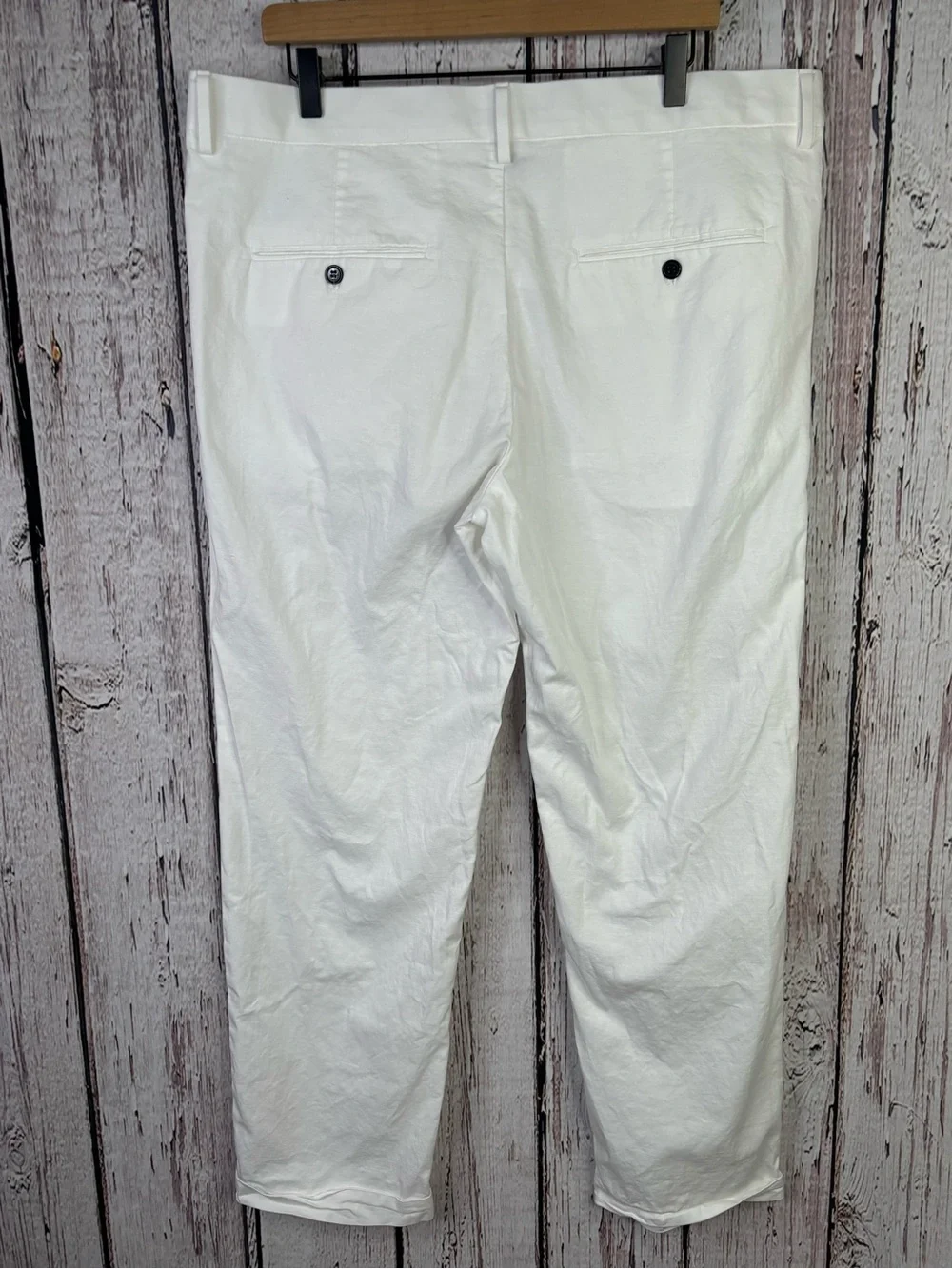 H&M Men’s Regular Fit White Cuffed Trousers Pants Size 38 Pleated 39x28” Slacks